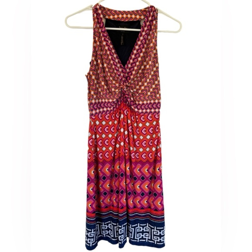 NWT Laundry by Shelli Segal Twisted Cinched Bust Geometric Halter‎ Dress Size 2